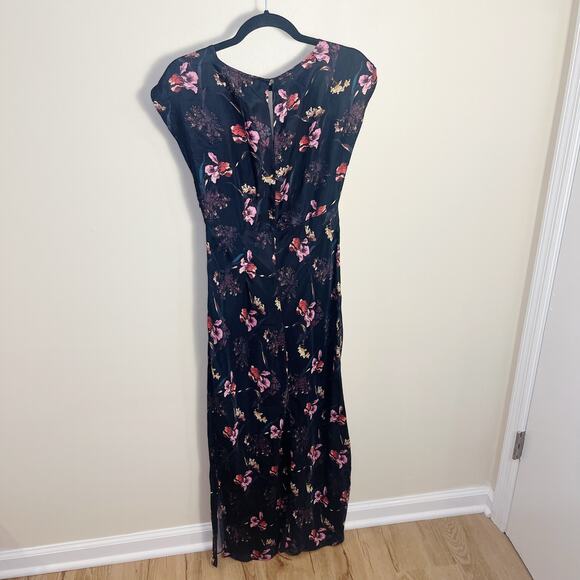 Madewell V-Neck Floral Midi Dress True Black Size 0 New Silk Blend - Picture 7 of 11